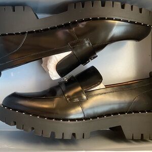 Black Chunky Platform Loafers Slip-On